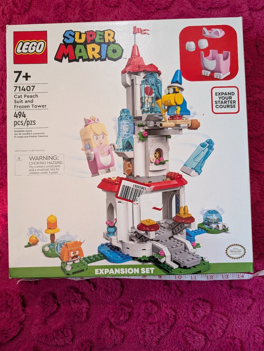 LEGO Super Mario Cat Peach Suit and Frozen Tower Expansion Set - Pink/White